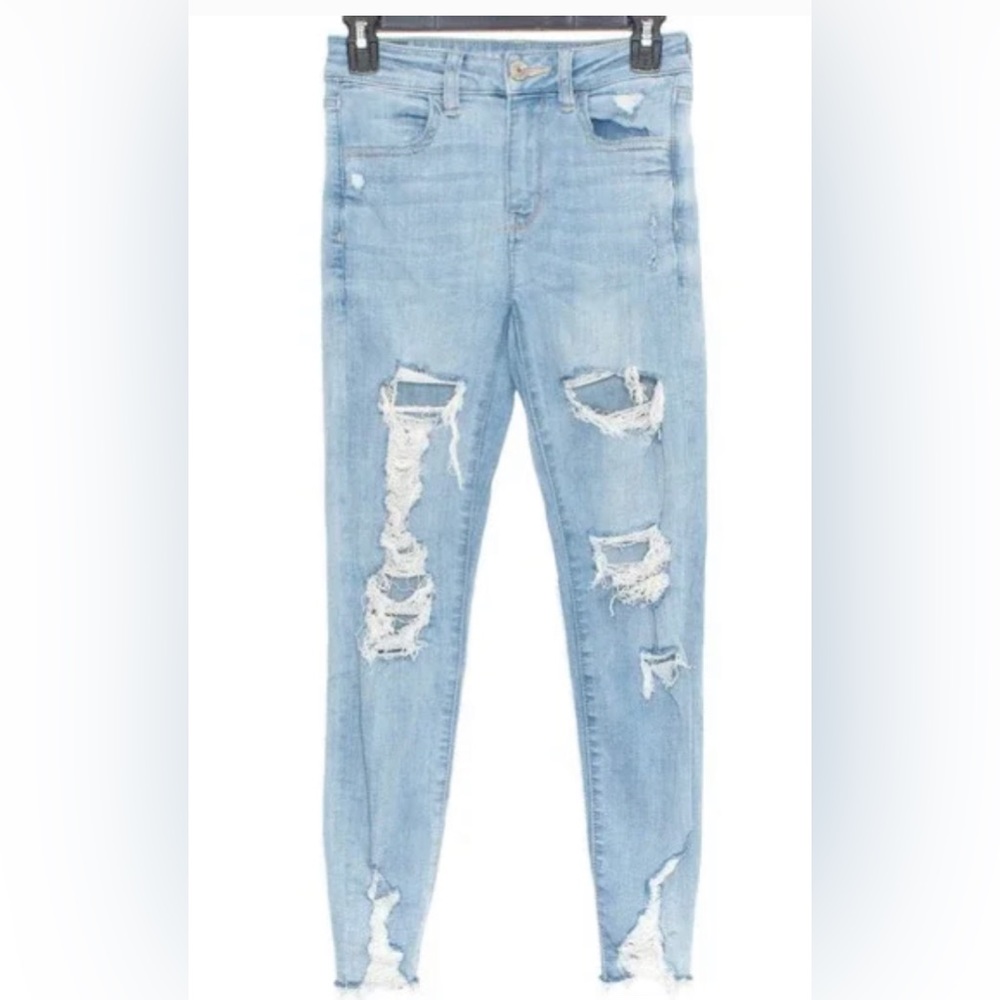 LIGHT WASH AMERICAN EAGLE STRETCH HIGH RISE CROP JEGGING
